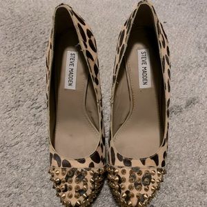 Steve Madden heels gold studded animal print
